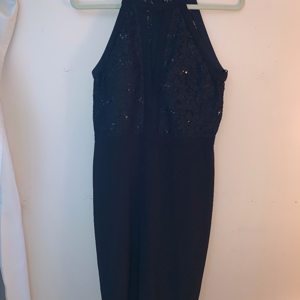 Formal glittery top black dress